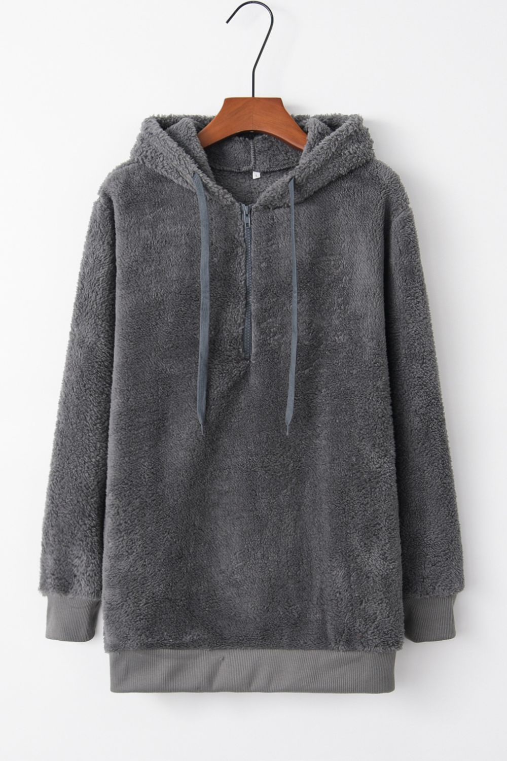 Quarter-Zip Drawstring Teddy Hoodie - US Only