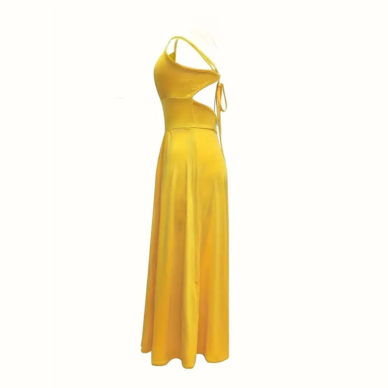 Spaghetti-Strap Backless High-Slit Long Dress - US Only