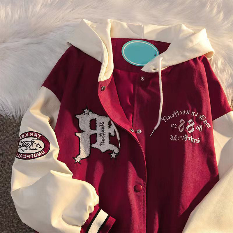 Retro Baseball Loose Design Jacket For Women