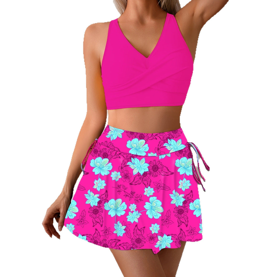 Beach Printed Short Skirt Swimsuit