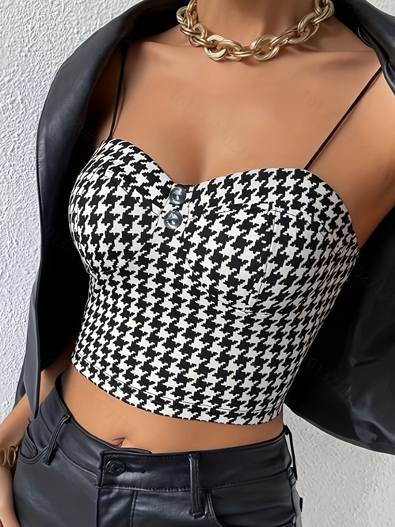 Houndstooth Backless Cami Top