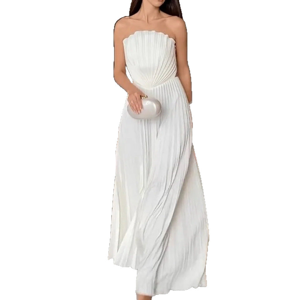 Folding Pleated Maxi Swing Dress