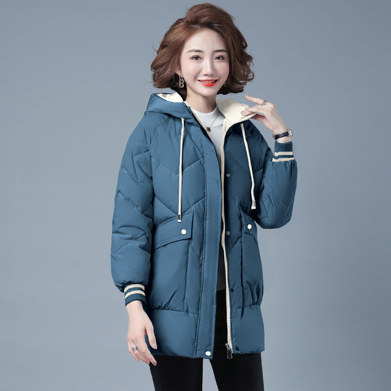 Warm Midi Loose Thickened Cotton Puffer Jacket For Women