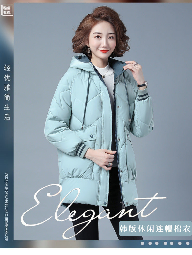 Warm Midi Loose Thickened Cotton Puffer Jacket For Women