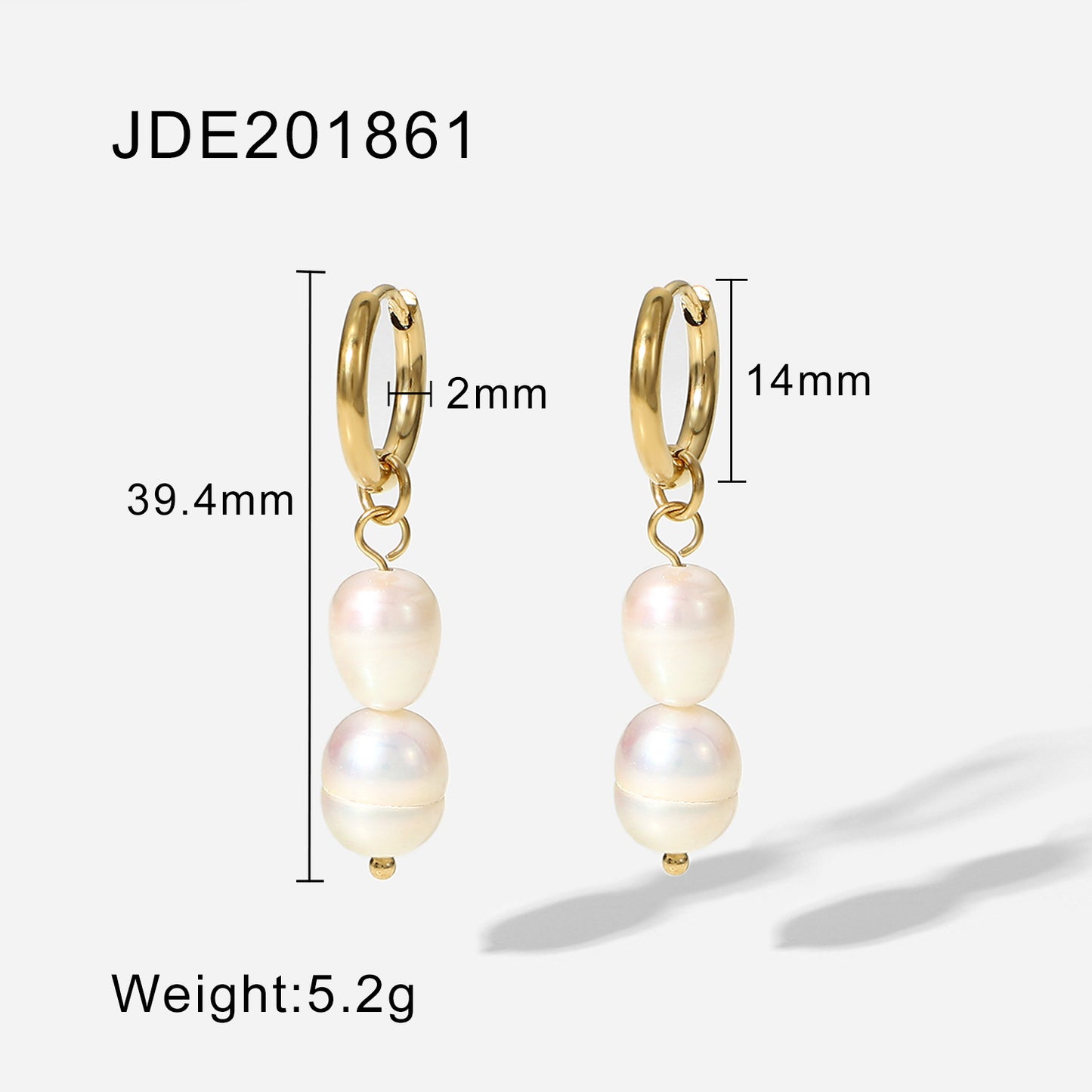 Gold-Plated Hoop Pearl Earrings