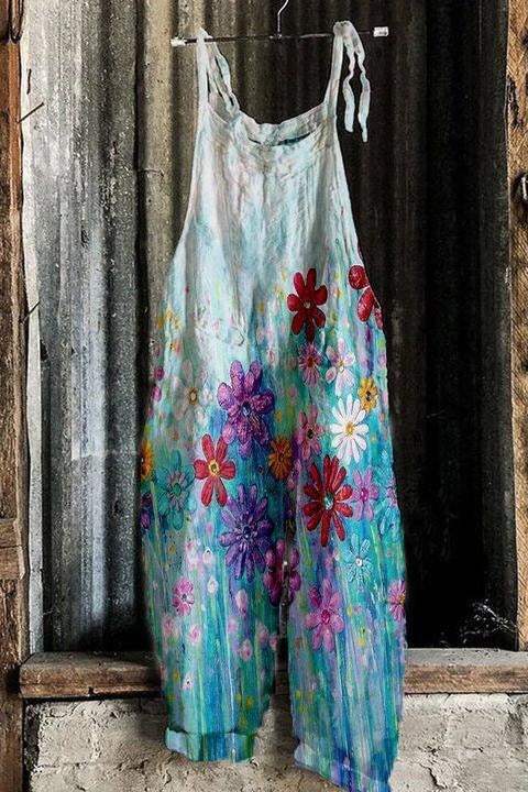 Sweet Little Print Retro Wide-leg Women's Jumpsuit