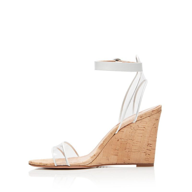 PVC Wood Grain Wedges Sandals For Women