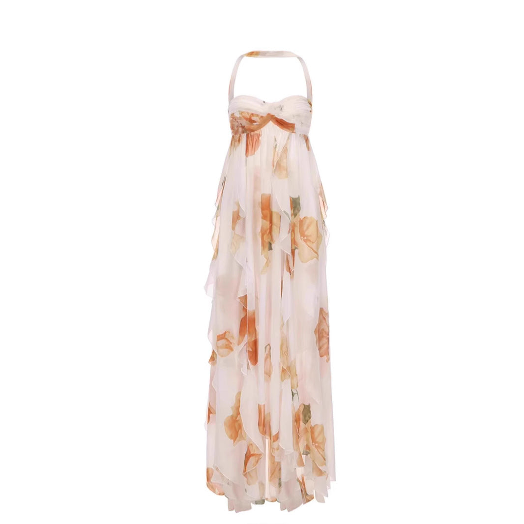 Sexy Big Backless Halter Lace Dress