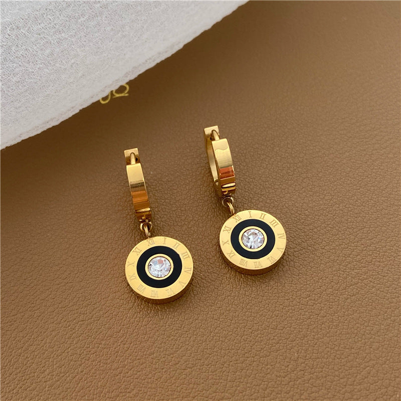 Roman Numeral Buckle Fashion Hoop Earrings