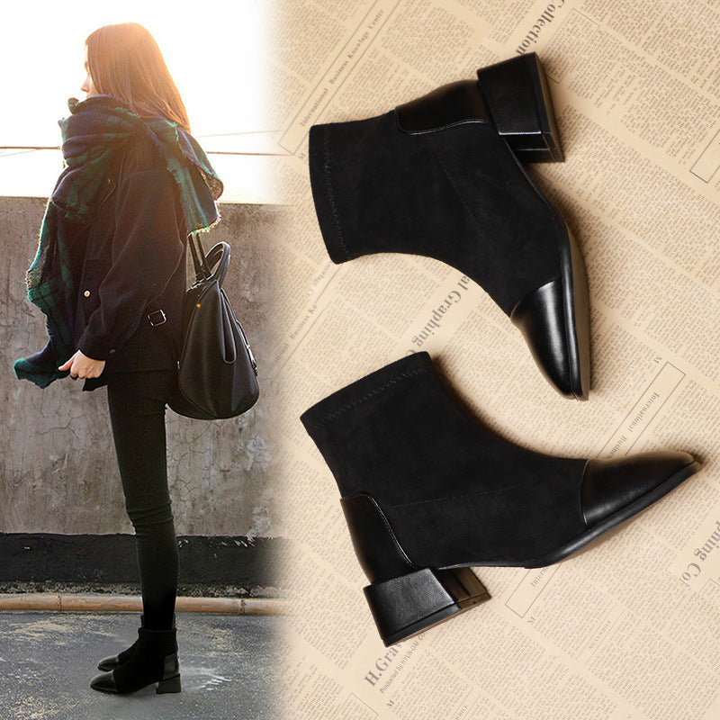 New Versatile Thick-Heel Short Boots