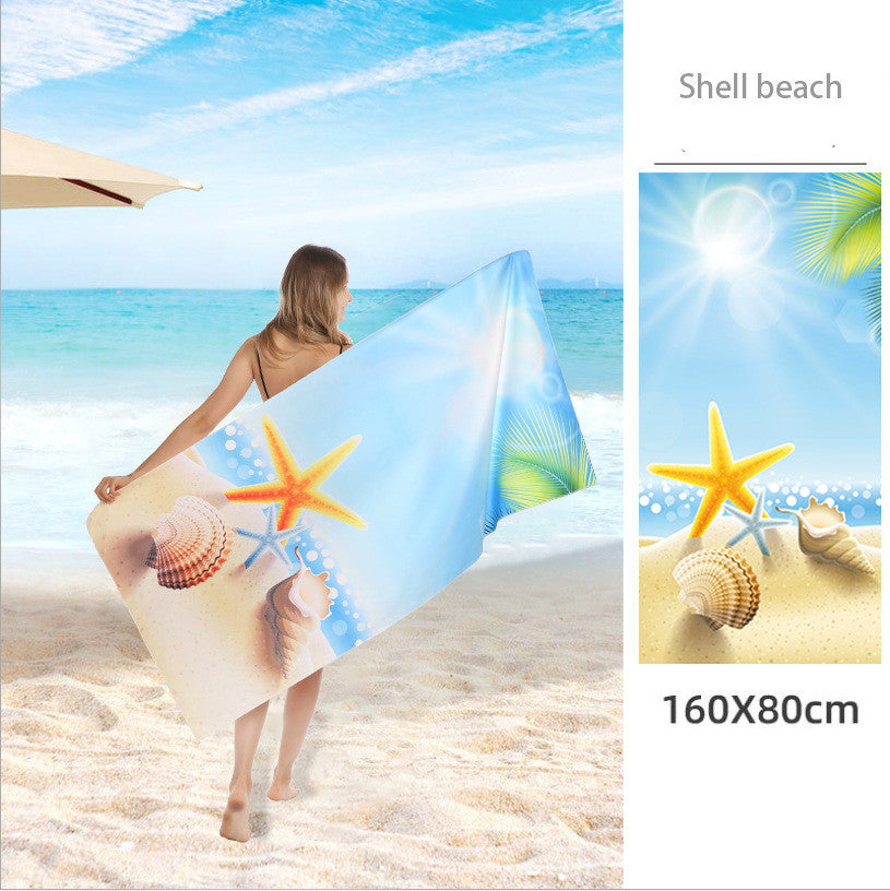 Printed Beach Towel - Microfibre Double-Sided Fleece Beach Towel