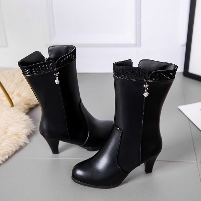 High-Heel Zipper Boots