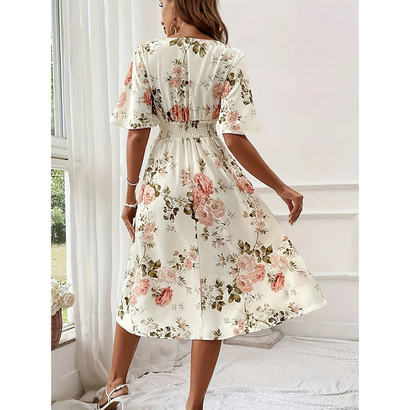 Floral Boho Flowy Summer Midi Dress - US Only