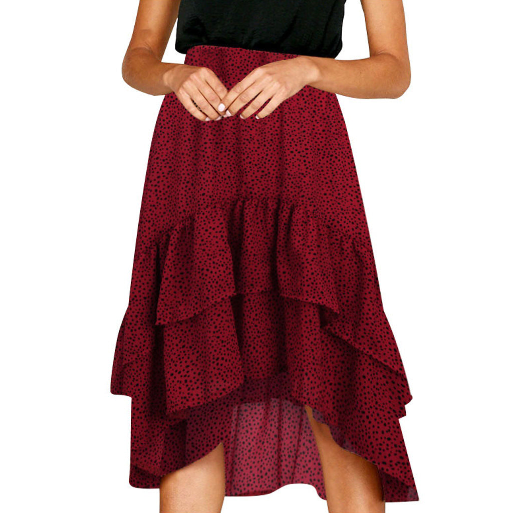Spotted pleated wavy skirt