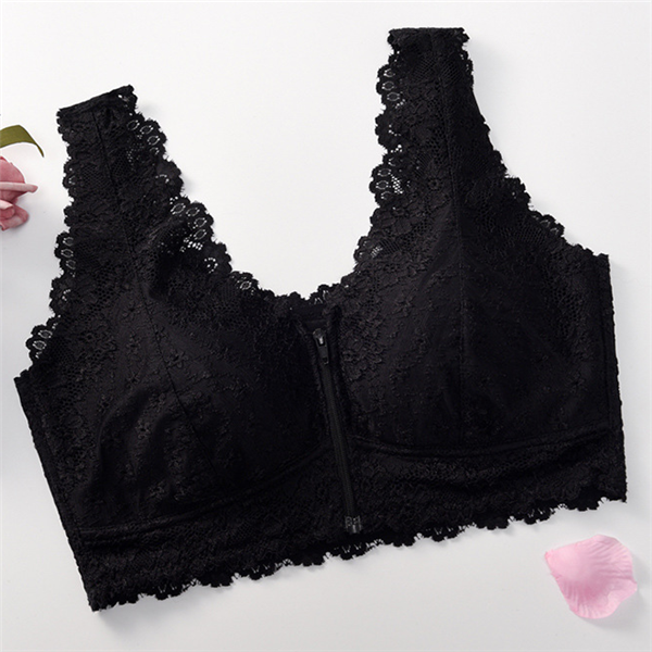 Lace Front-Zipper Bra