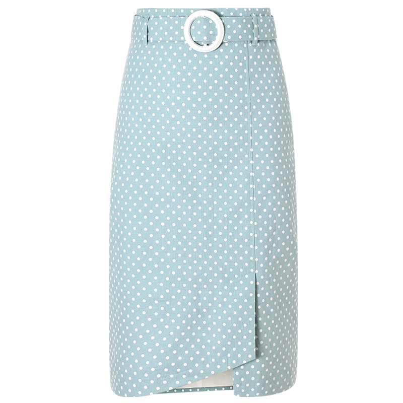 Polka dot irregular print skirt