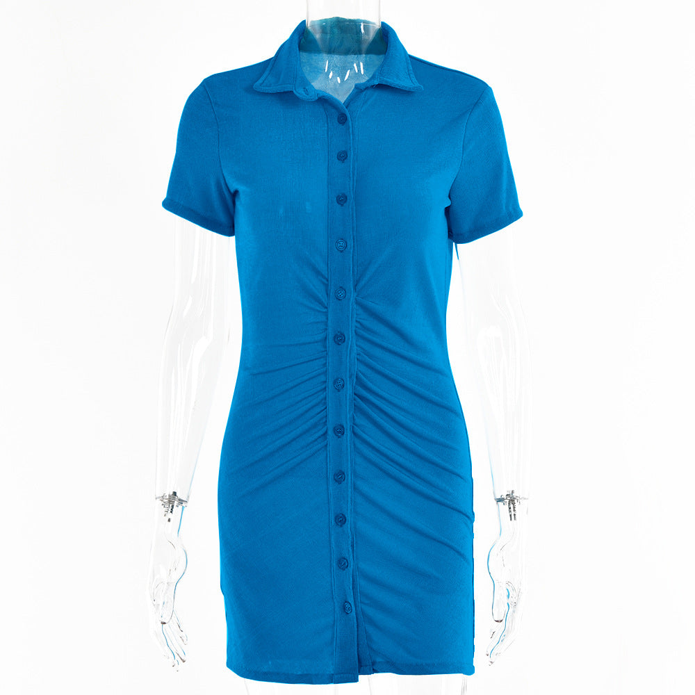 Slim-Fit V-Neck Short Dress