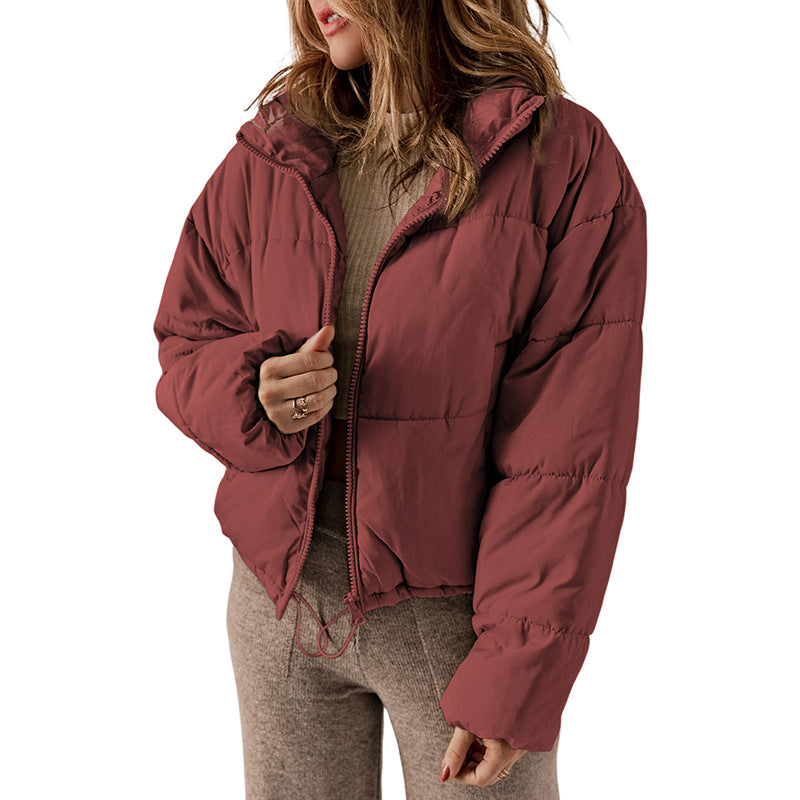 Stand-Up Collar Cotton-Padded Jacket For Women