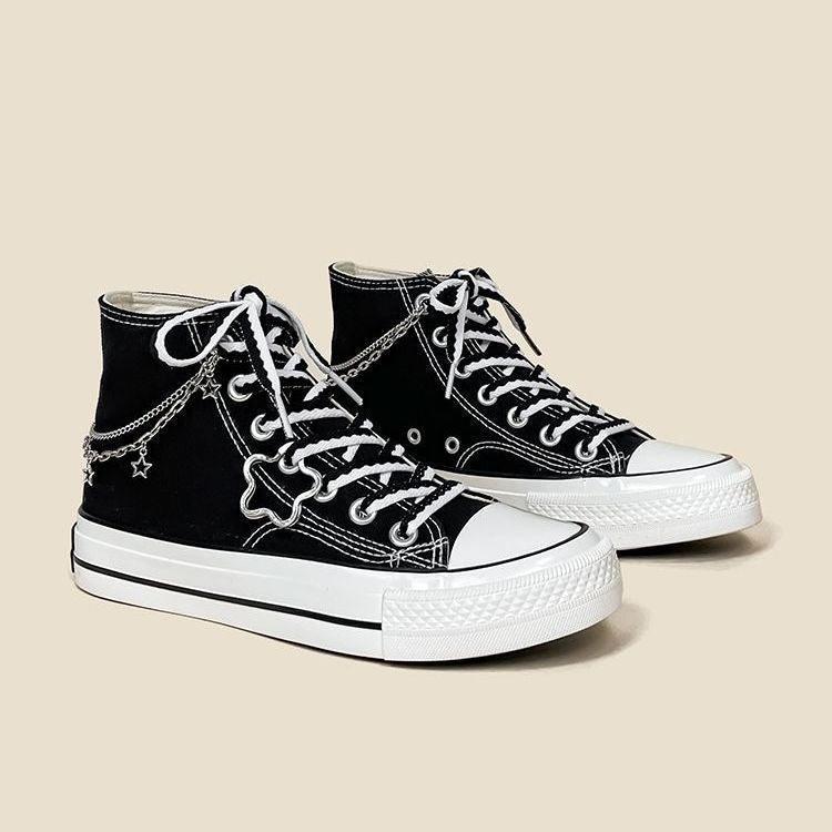 Star-Chain Canvas High-Top Shoes For Women