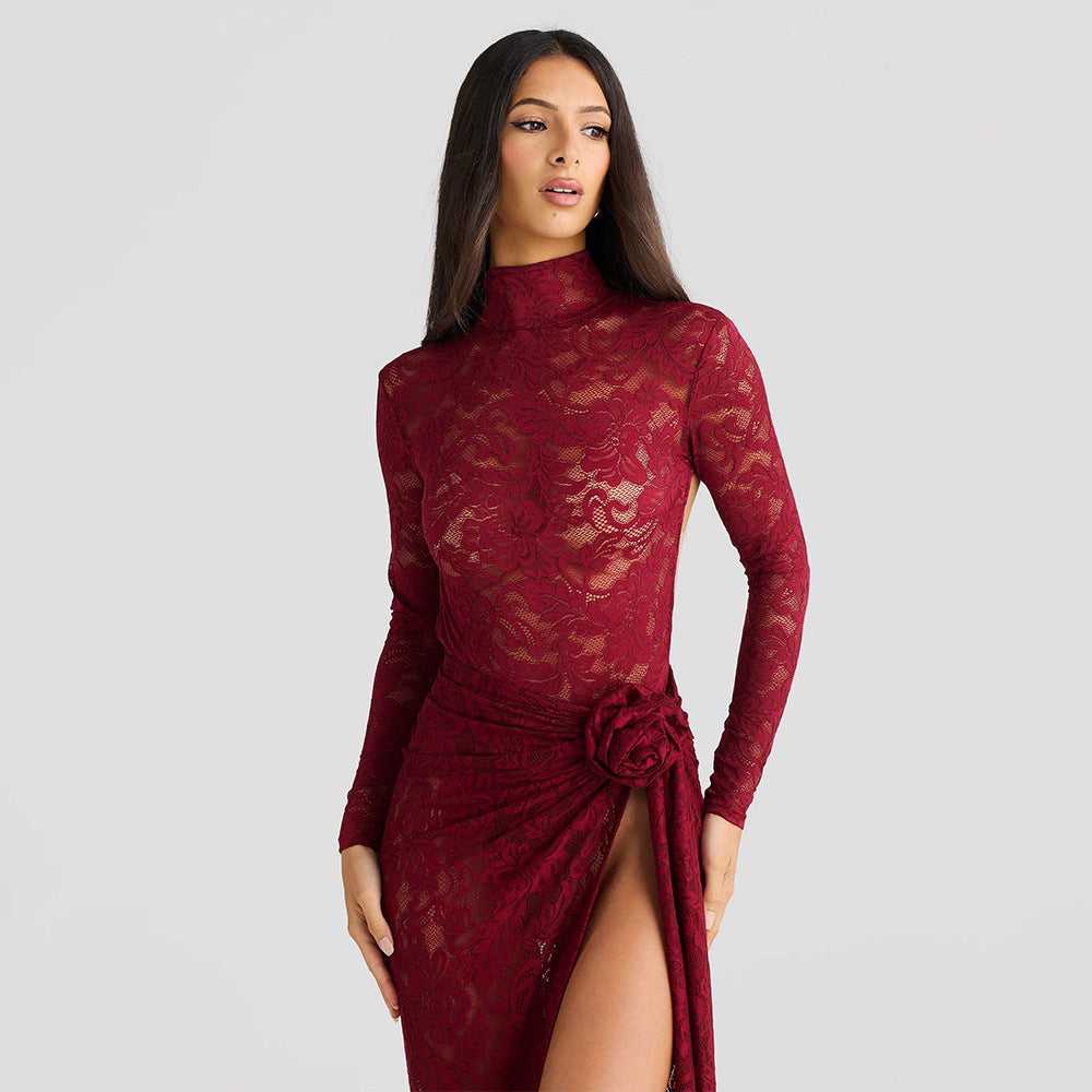 Backless Slim-Fit See-Through Two-Piece Outfit