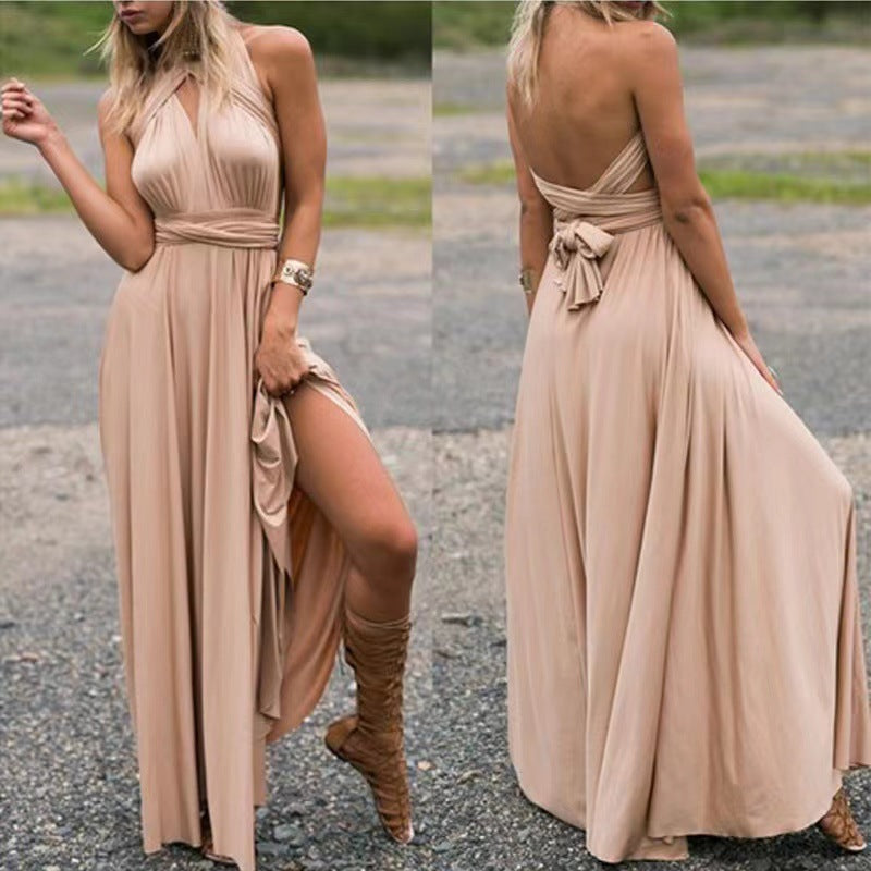 Cross-Strap Maxi Party Dress