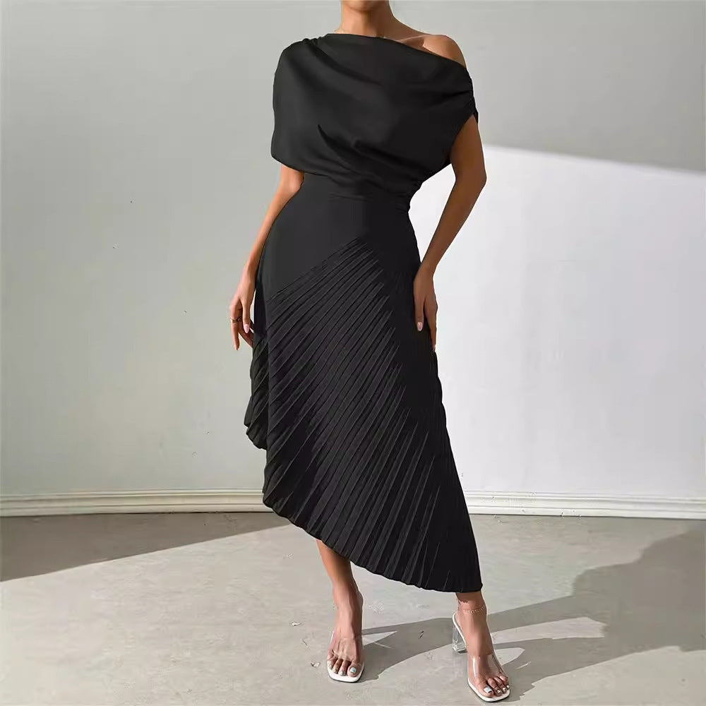 Elegant Ruffled Irregular Dress