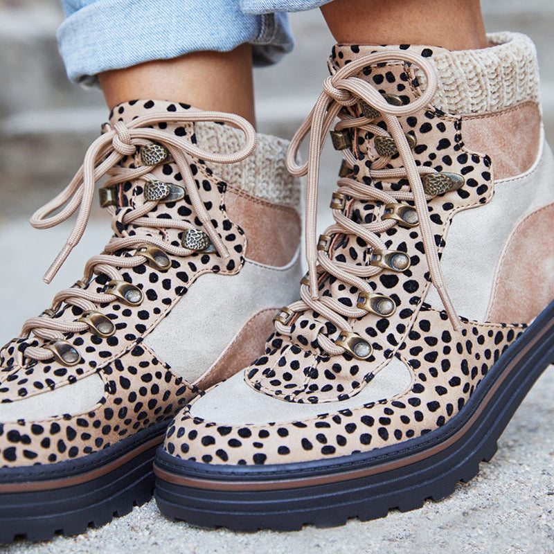 Lace-Up Low-Heel Martin Boots