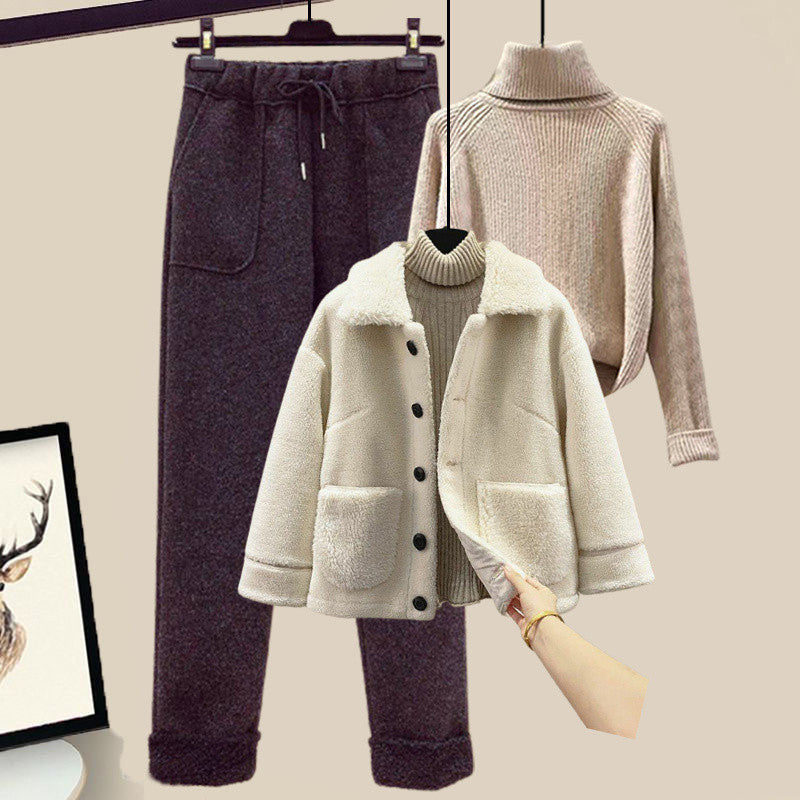 Lamb Wool Fur Three-Piece Outfit