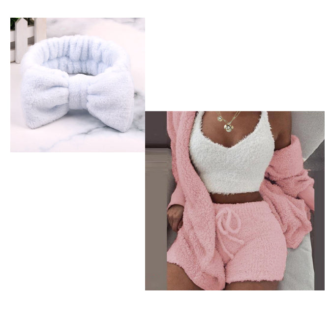 Fashionable Ladies' Plush Home Clothing - 3 Pieces