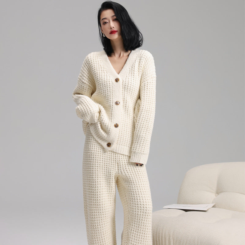 Versatile Long-Sleeved Cardigan Soft Casual Pyjama Suit