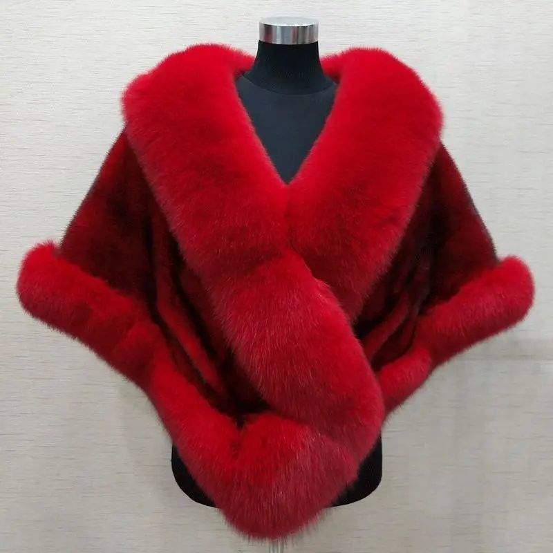 Luxury Fur Poncho Fluffy Shawl Jacket