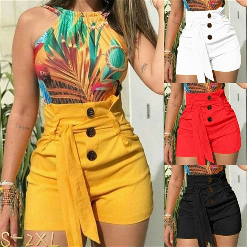 High-Waist Beach Shorts With Belt