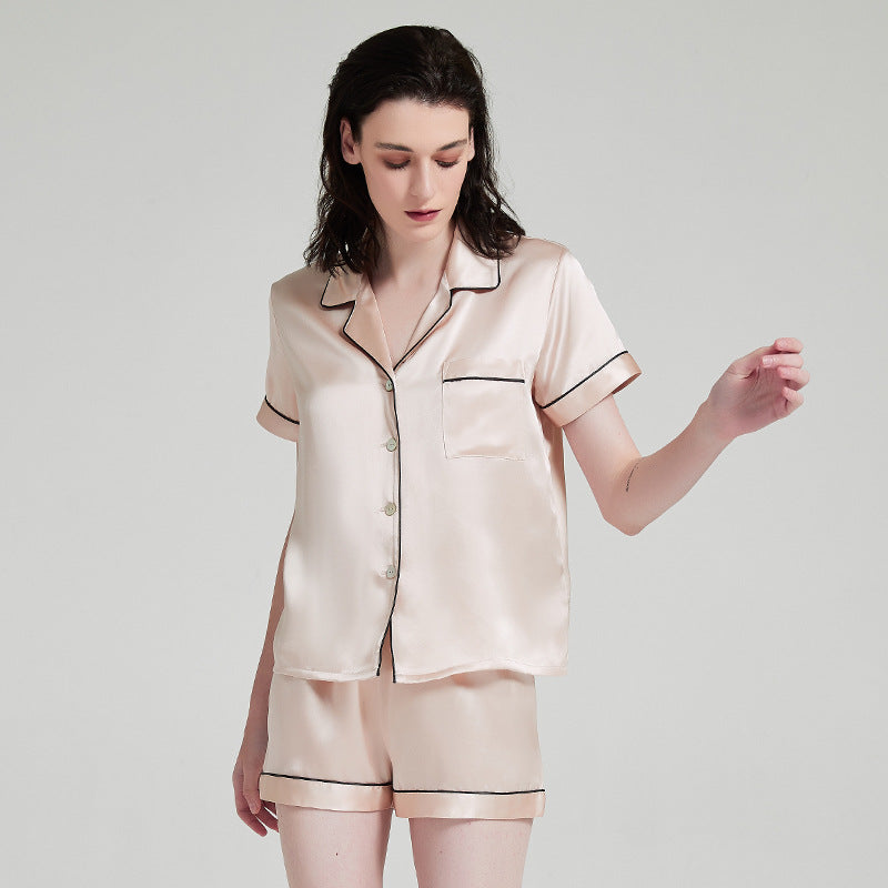 Women's Silk Short Sleeved Shorts Pajama Suit