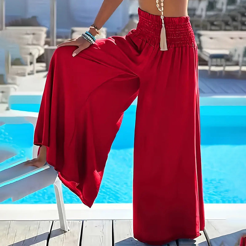 Stretchy Palazzo High-Waist Wide-Leg Trousers - US Only