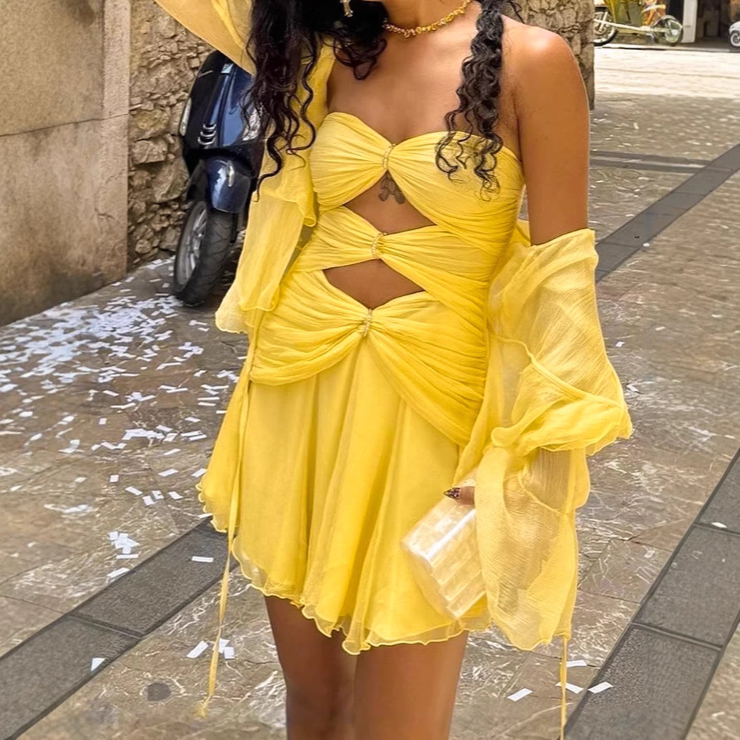 Hollow-Out Short Dress