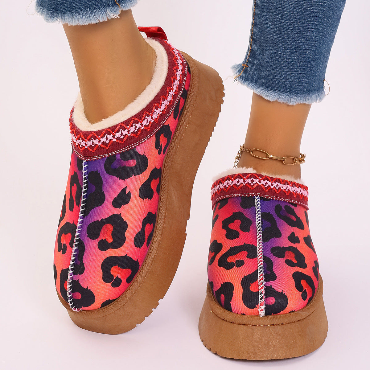 Women's Cartoon Christmas Print Ankle Boots