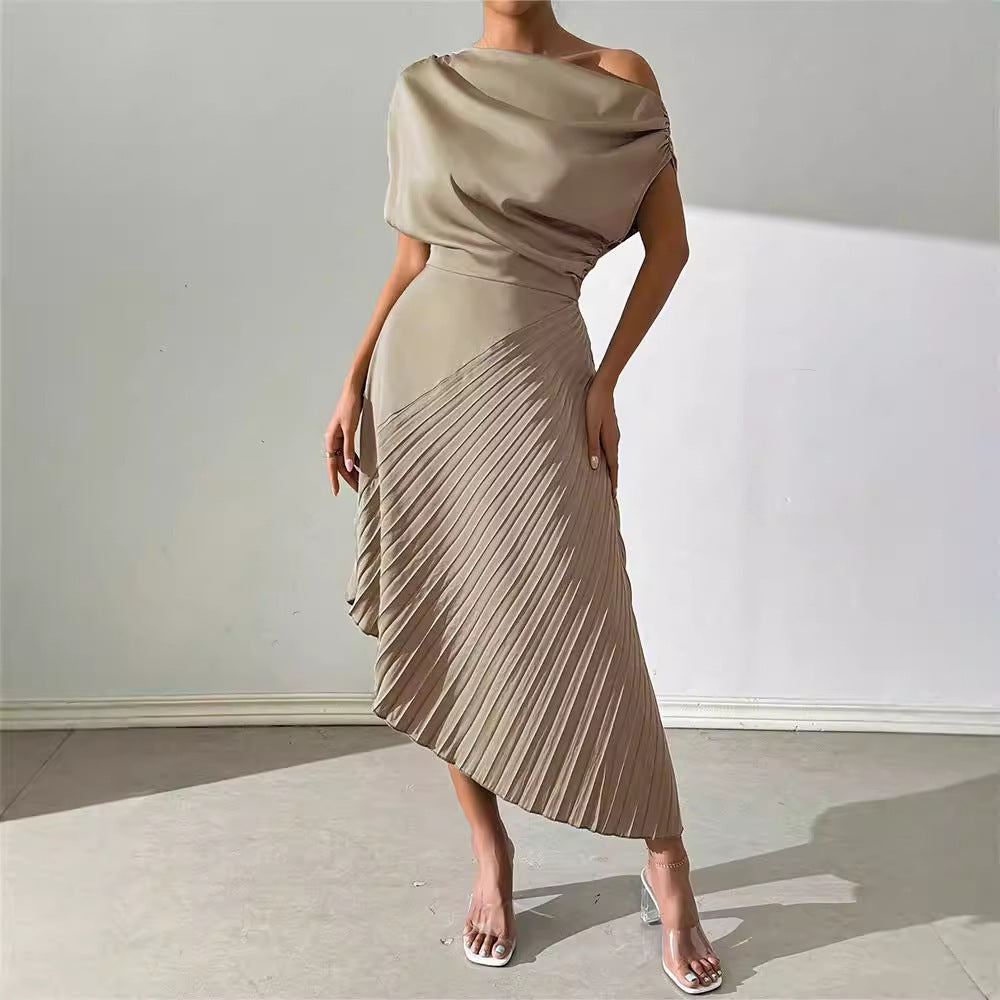 Elegant Ruffled Irregular Dress