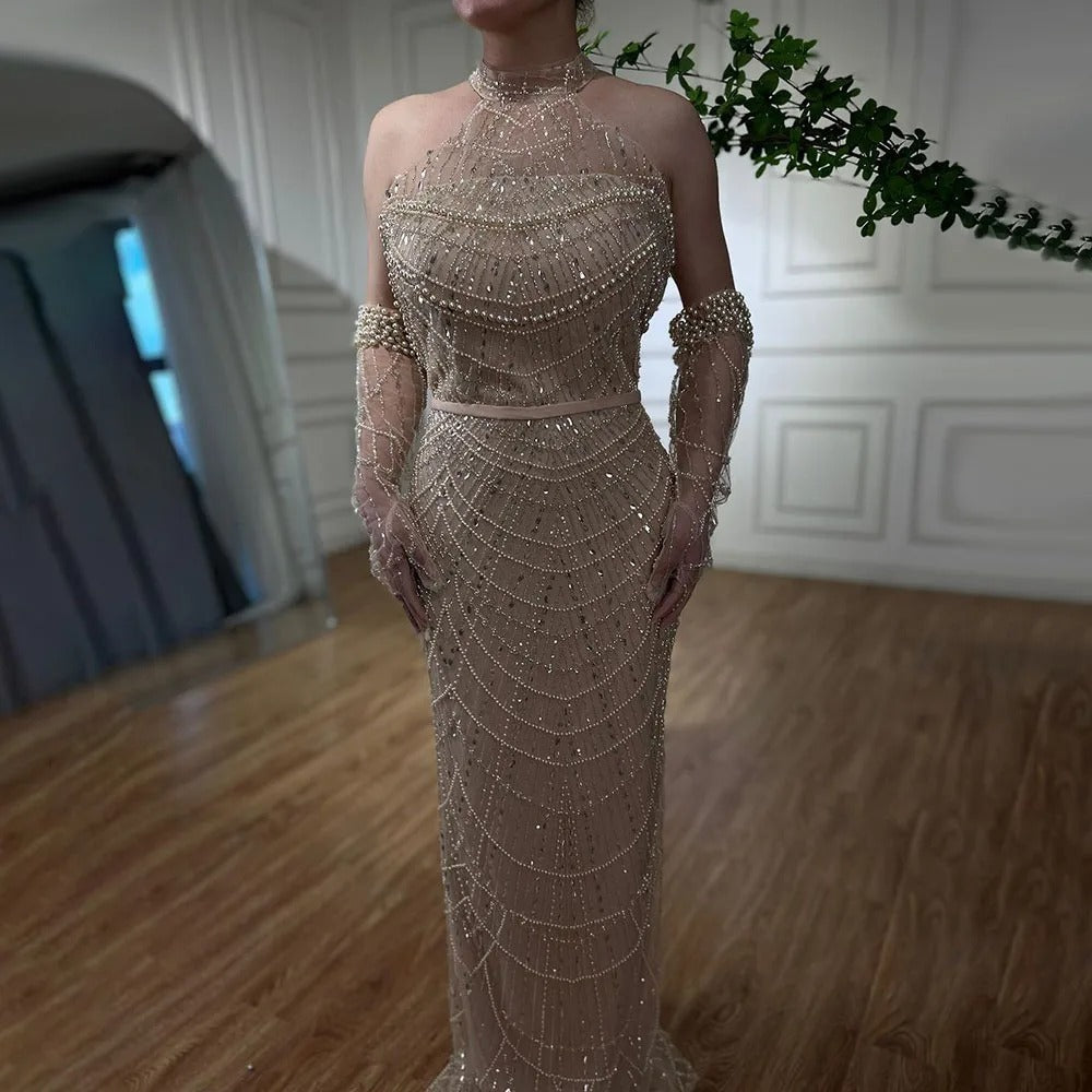Pearl Light Luxury Trailing Dress