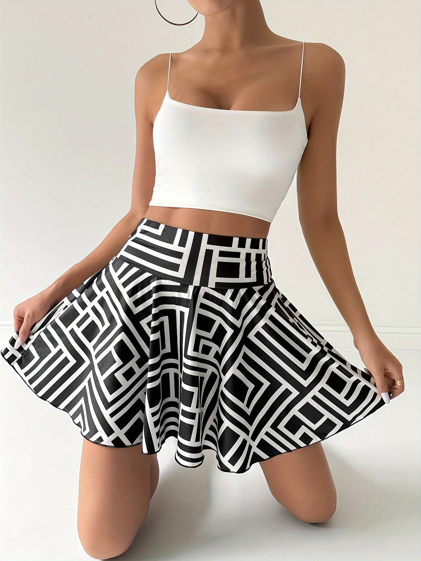 Allover Print High-Waist Mini Skirt