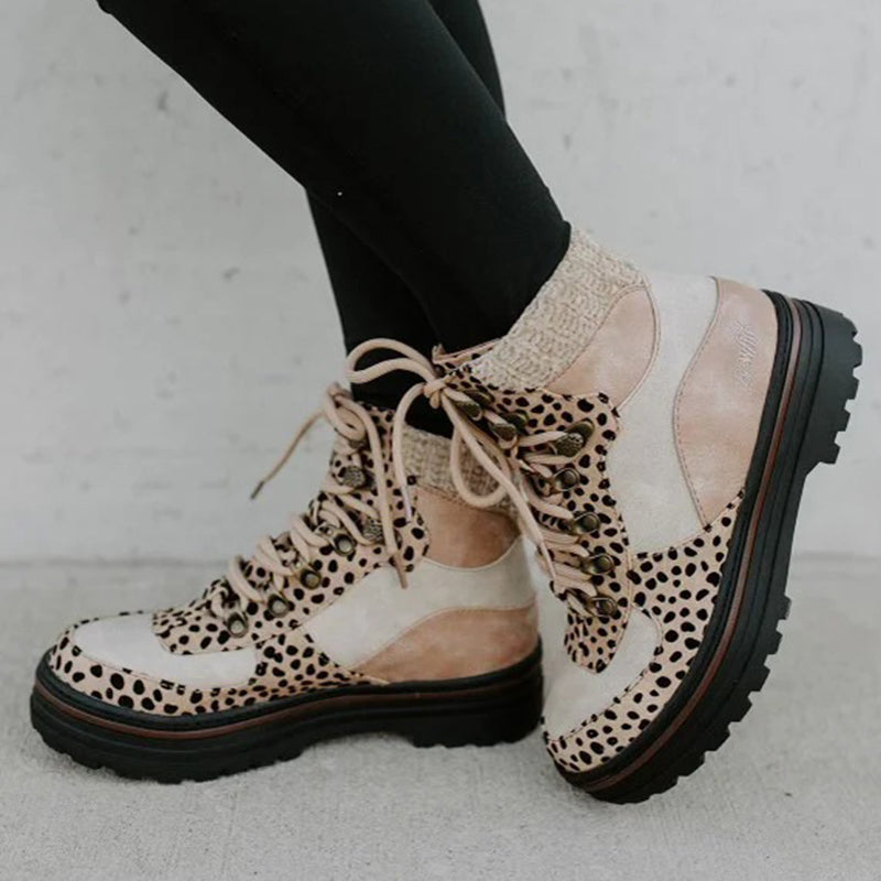 Lace-Up Low-Heel Martin Boots