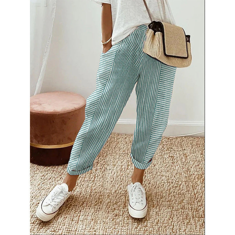 Women's Striped Print Trousers