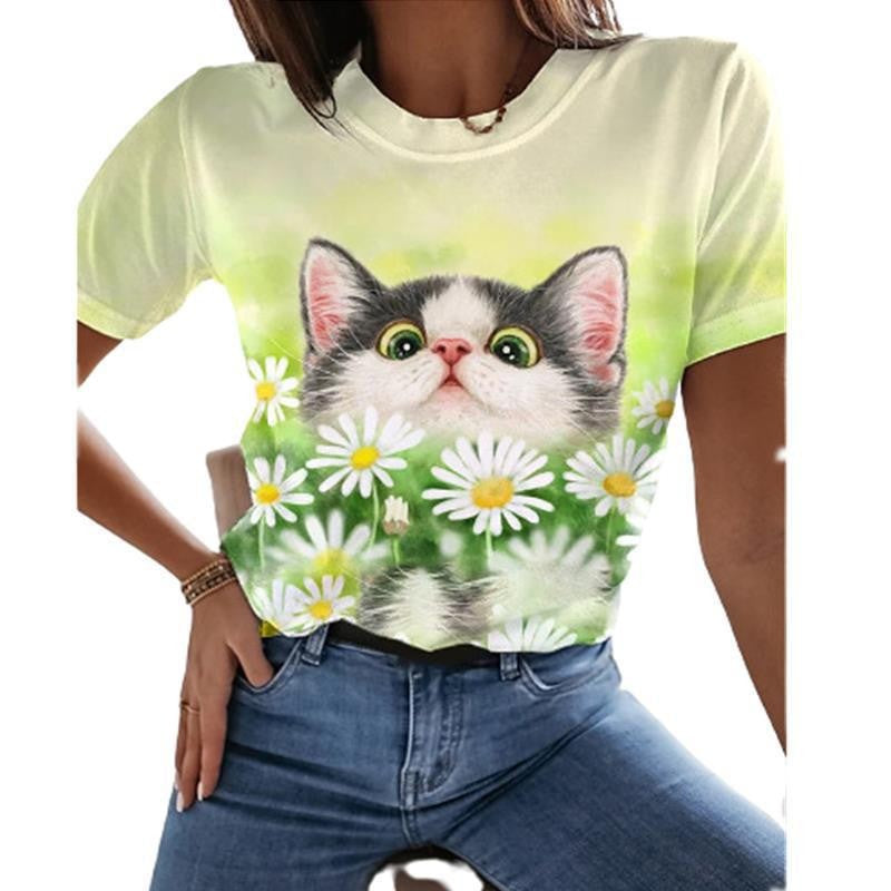 Short-Sleeved Loose Cute Puppy T-Shirt For Women