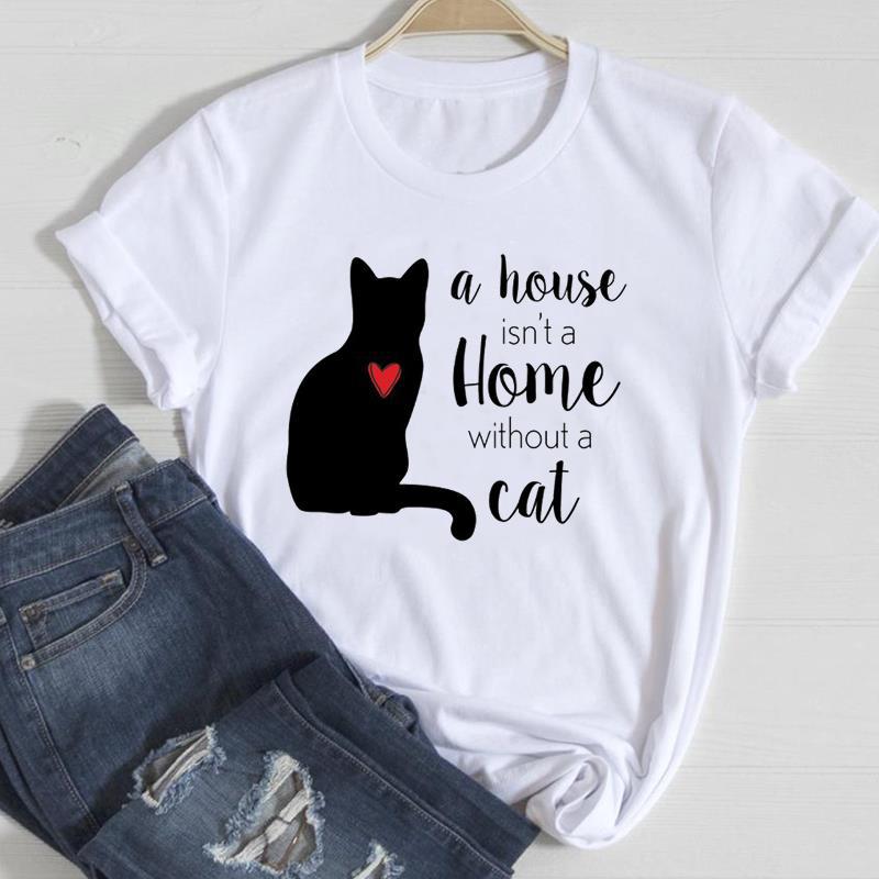 Cat Printed European & American Short-Sleeve T-Shirt