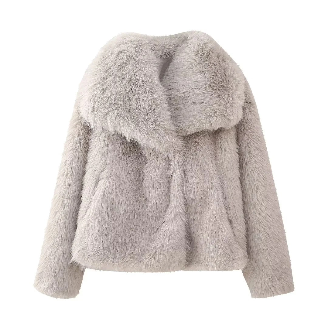 European & American Socialite Style Top Coat -Artificial Fur