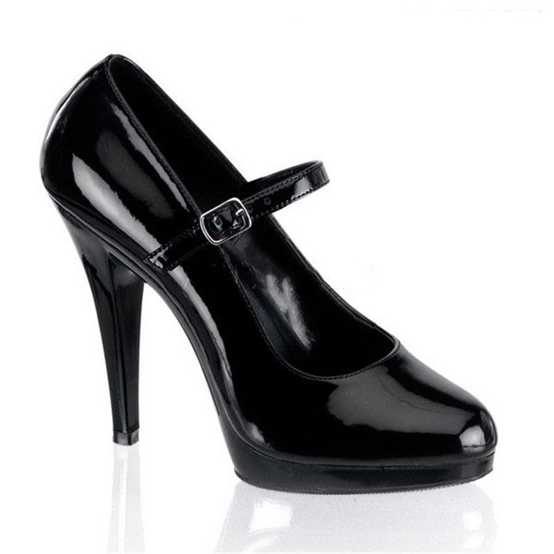 Stiletto Round-Toe Buckle Platform Shoes