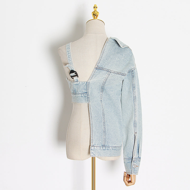 Single-Sleeve Denim Jacket