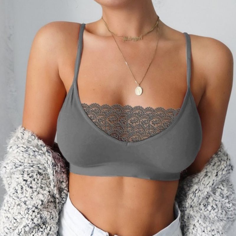 Solid-Colour Camisole Lace Vest
