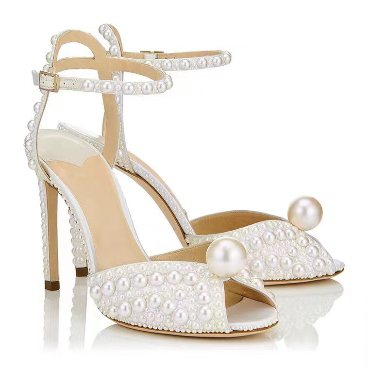 Fish Mouth High-Heel Pearl Sandals For Women