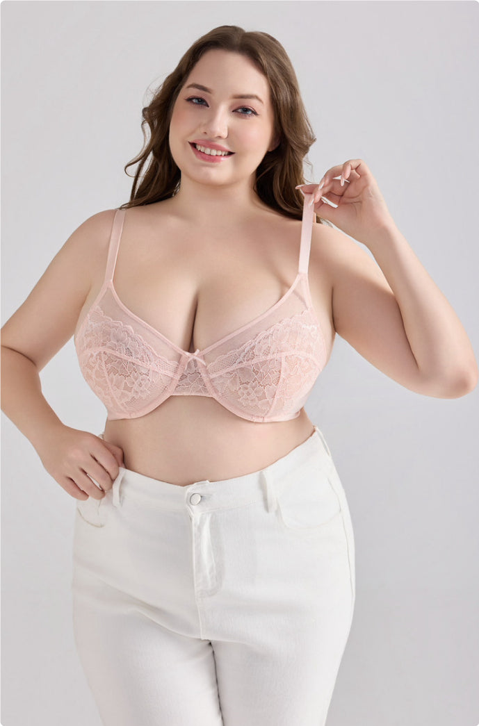 Full-Coverage Bust-Decreasing Lace Bra