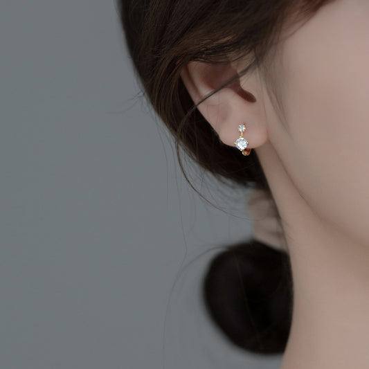 Simple Temperament Commuter Diamond Hoop Earrings